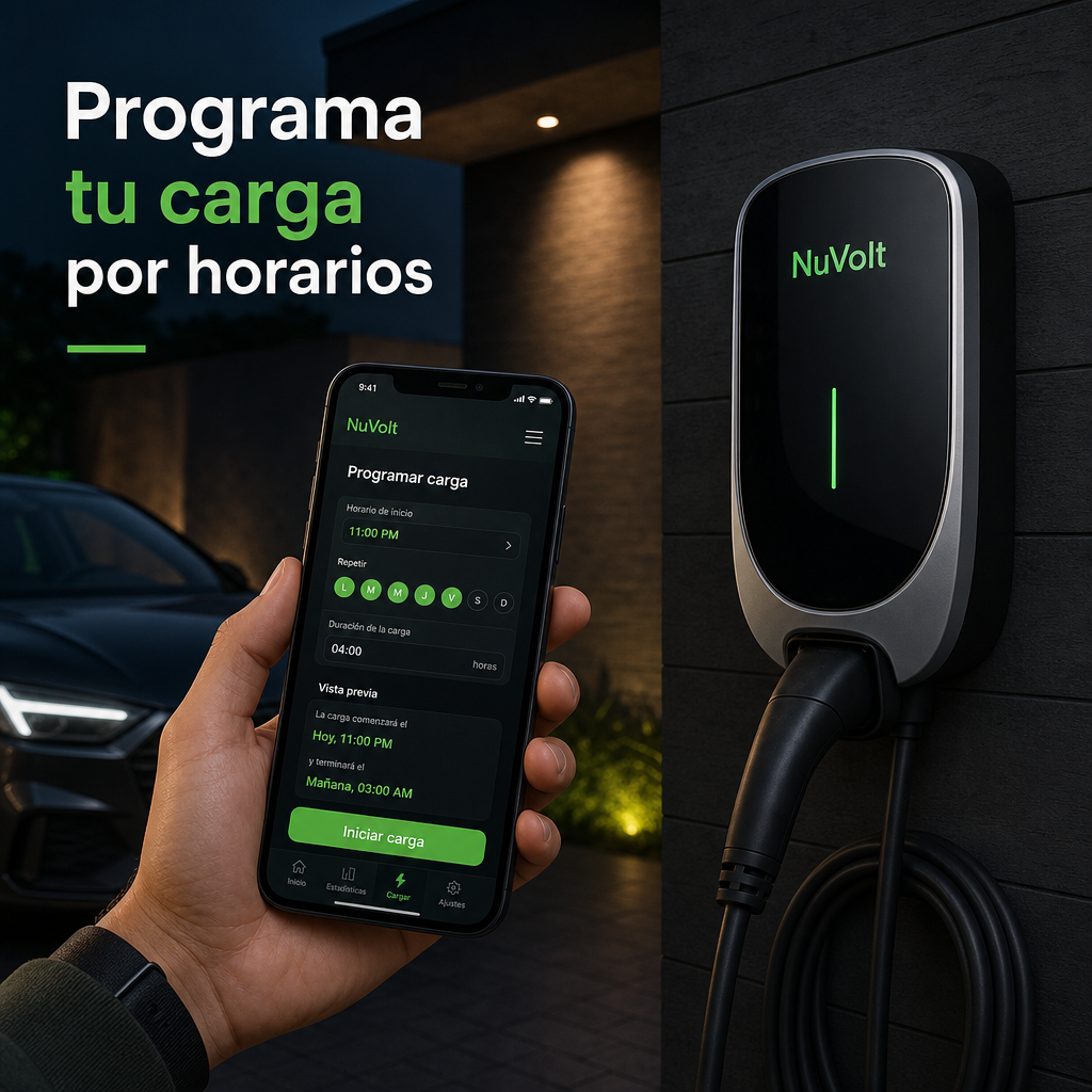 Aplicación NuVolt controlando un cargador eléctrico de forma remota