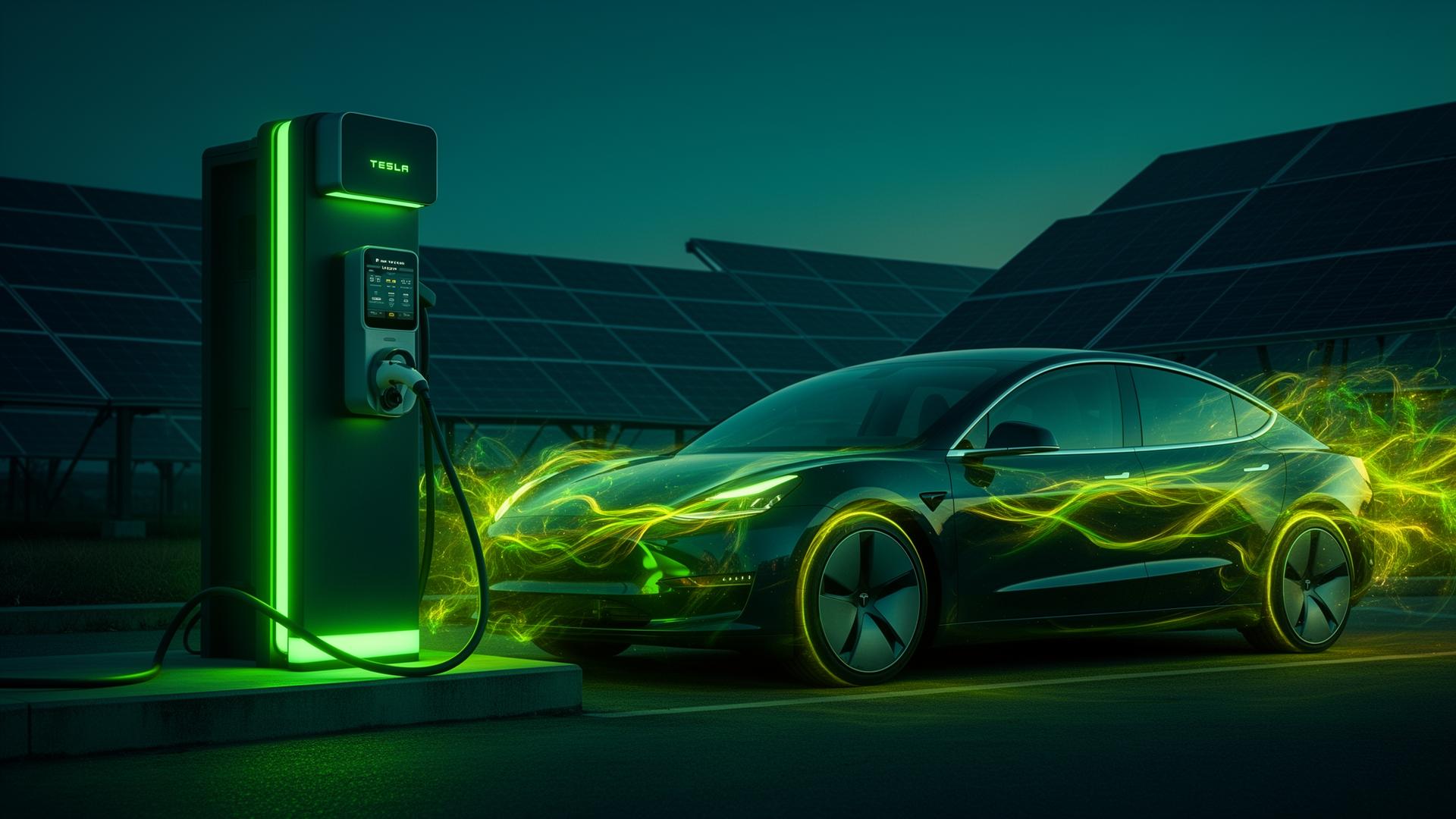 Vehículo eléctrico cargando con energía solar